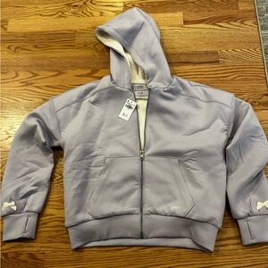 Abercrombie and Fitch Lavender Hooded Jacket with Sherpa Lining